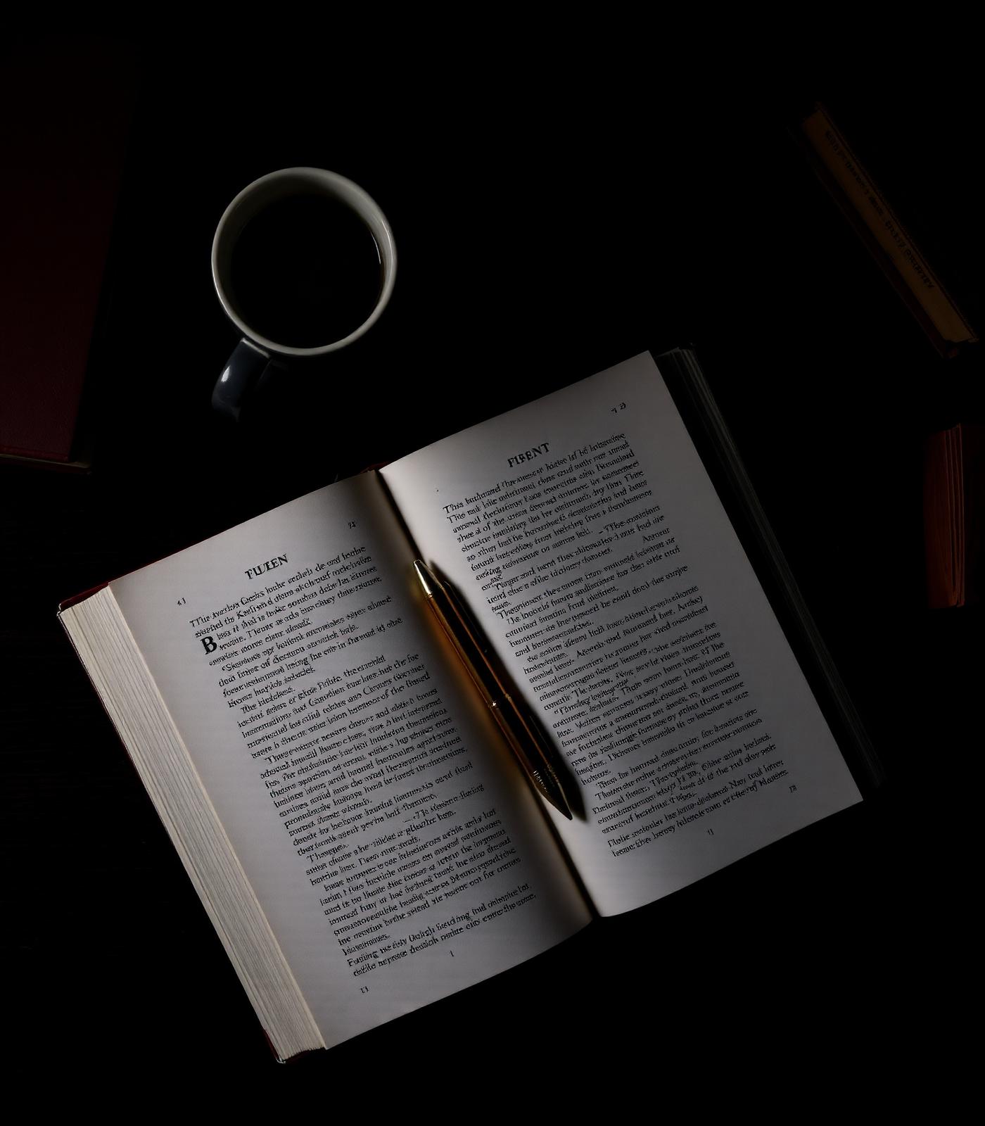 Open book and coffee